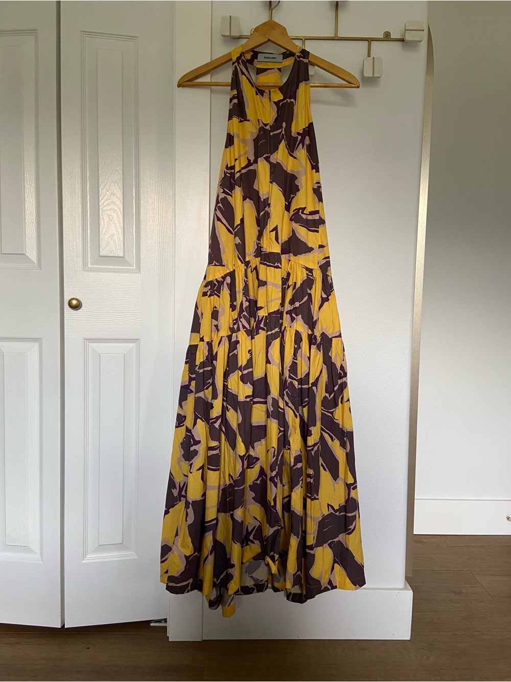 Rachel Comey Misty Dress Strokes Poplin Zip Front Tiered Maxi Cotton 8 - Picture 4 of 9